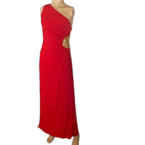 js boutique one shoulder dress JS Boutique Women's One Shoulder Velvet Wine Color Maxi Dress Size 8